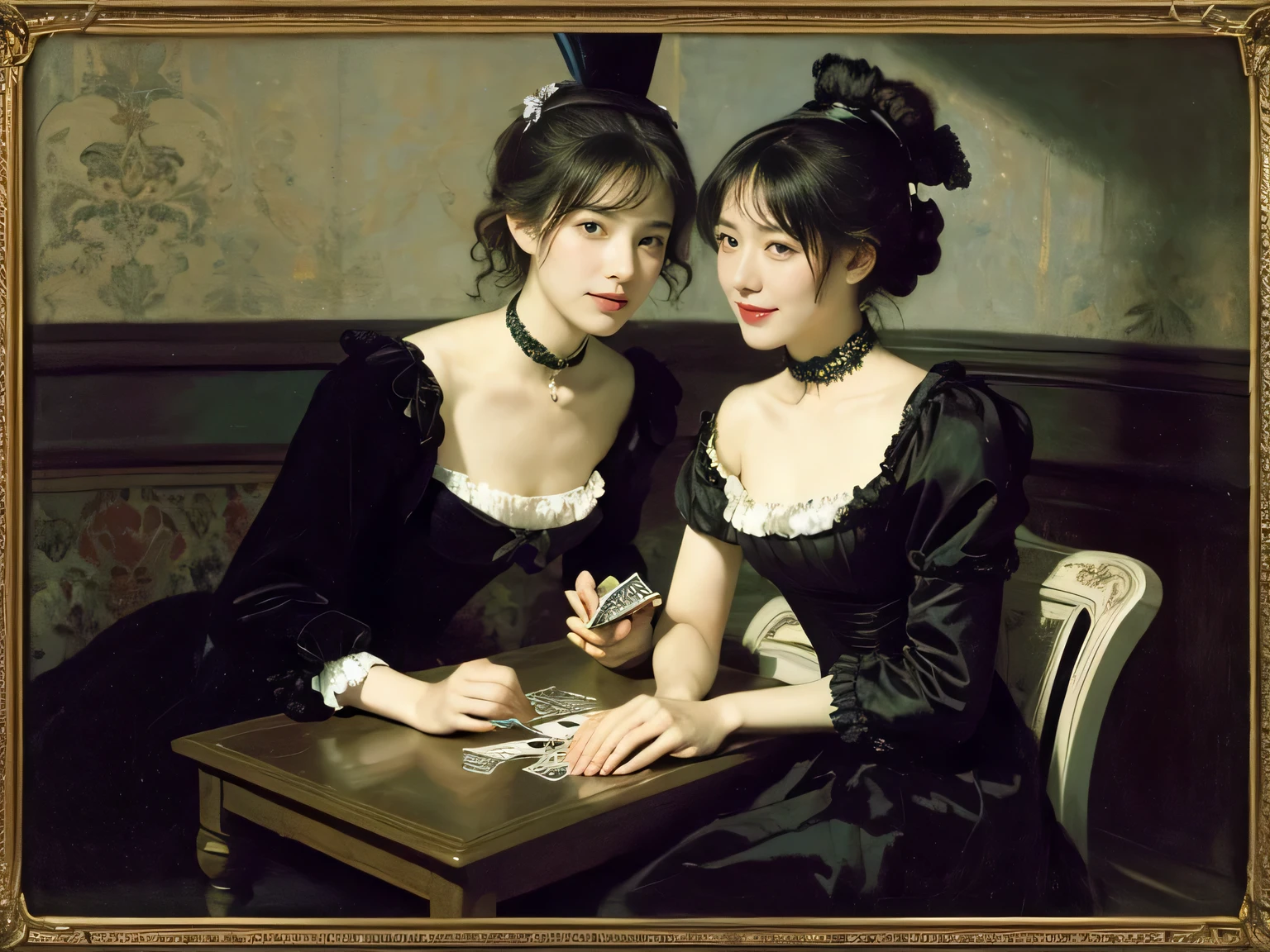 James Whistler's Nocturne.,smile,Women playing cards