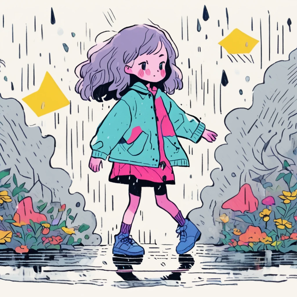 Girl dancing in the rain