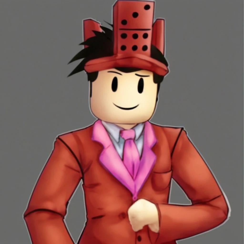 A male character in a Neapolitan-themed suit and a hat with three cookie dominoes on each end.