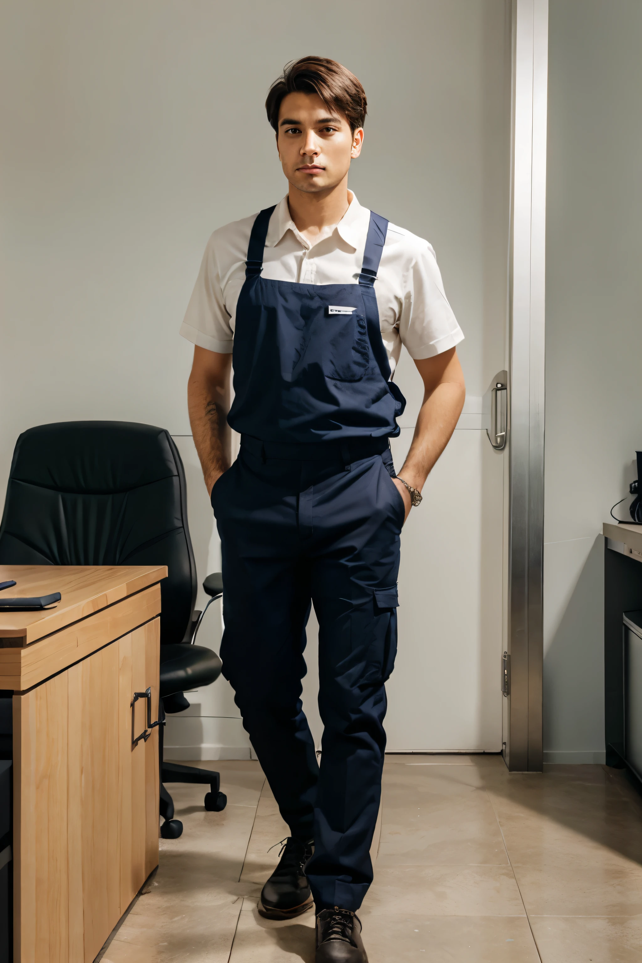 man in worker uniform , full body