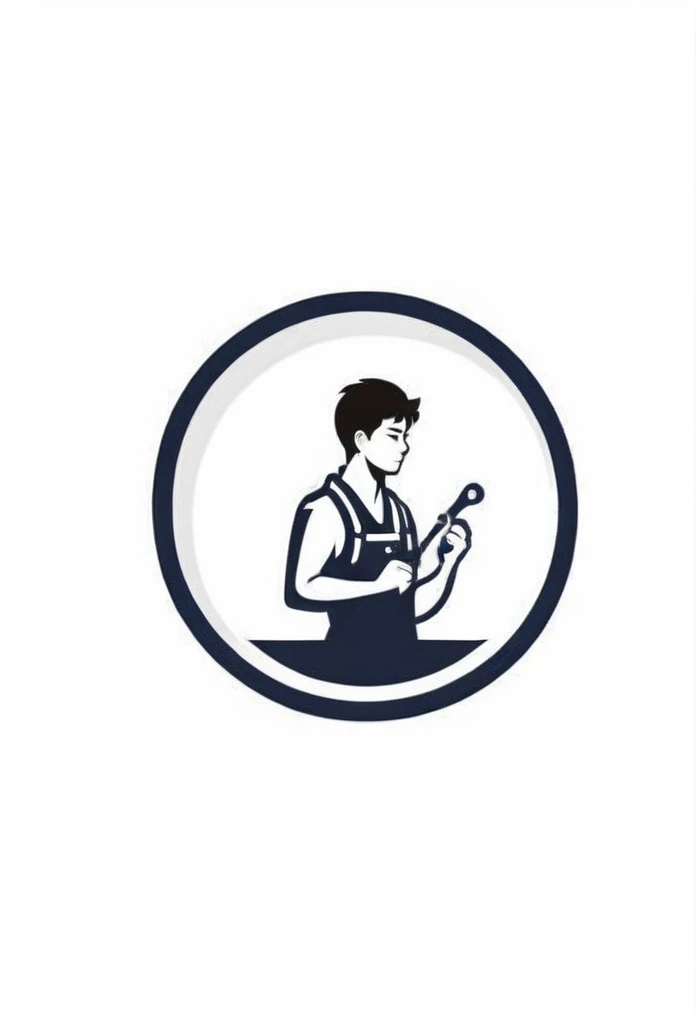 Stylish logo of Japan's electric plant
The logo shows a person working with a small spanner in both hands.
The person is working diligently and seriously, sweating and wearing a towel around his neck.
The person has a powerful but chic design
Pretty cool
chic and modern design
White background
