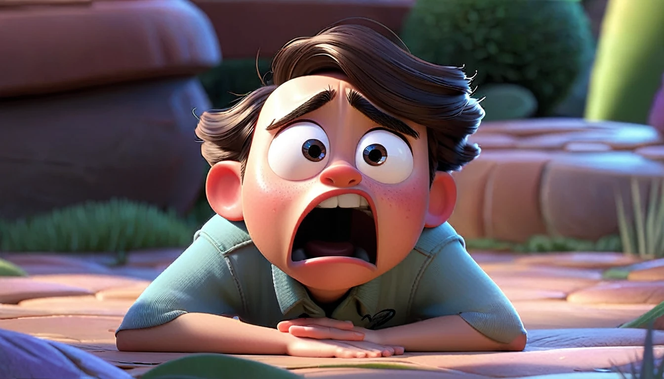 A character feeling overwhelmed and isolated, with an emotional intensity, in a Disney Pixar style."