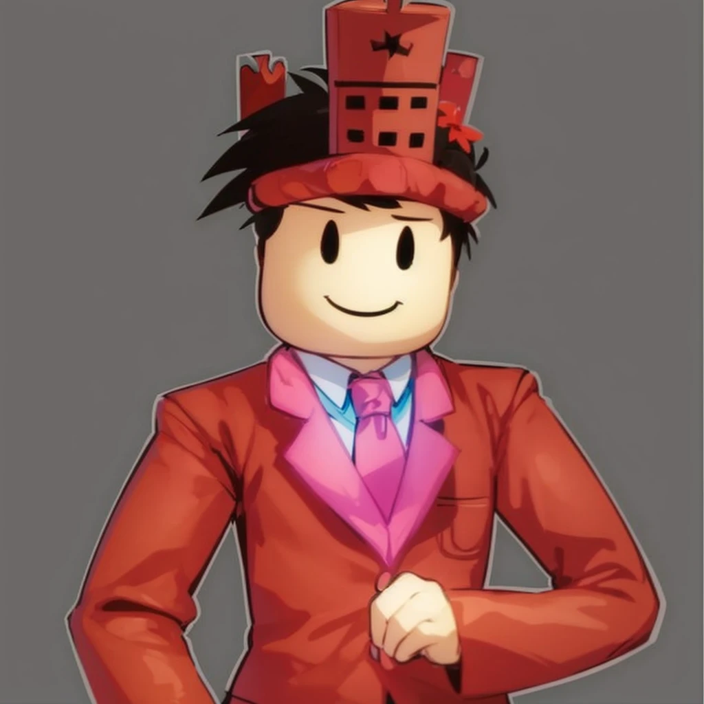 A male character in a brown suit and a brown domino crown