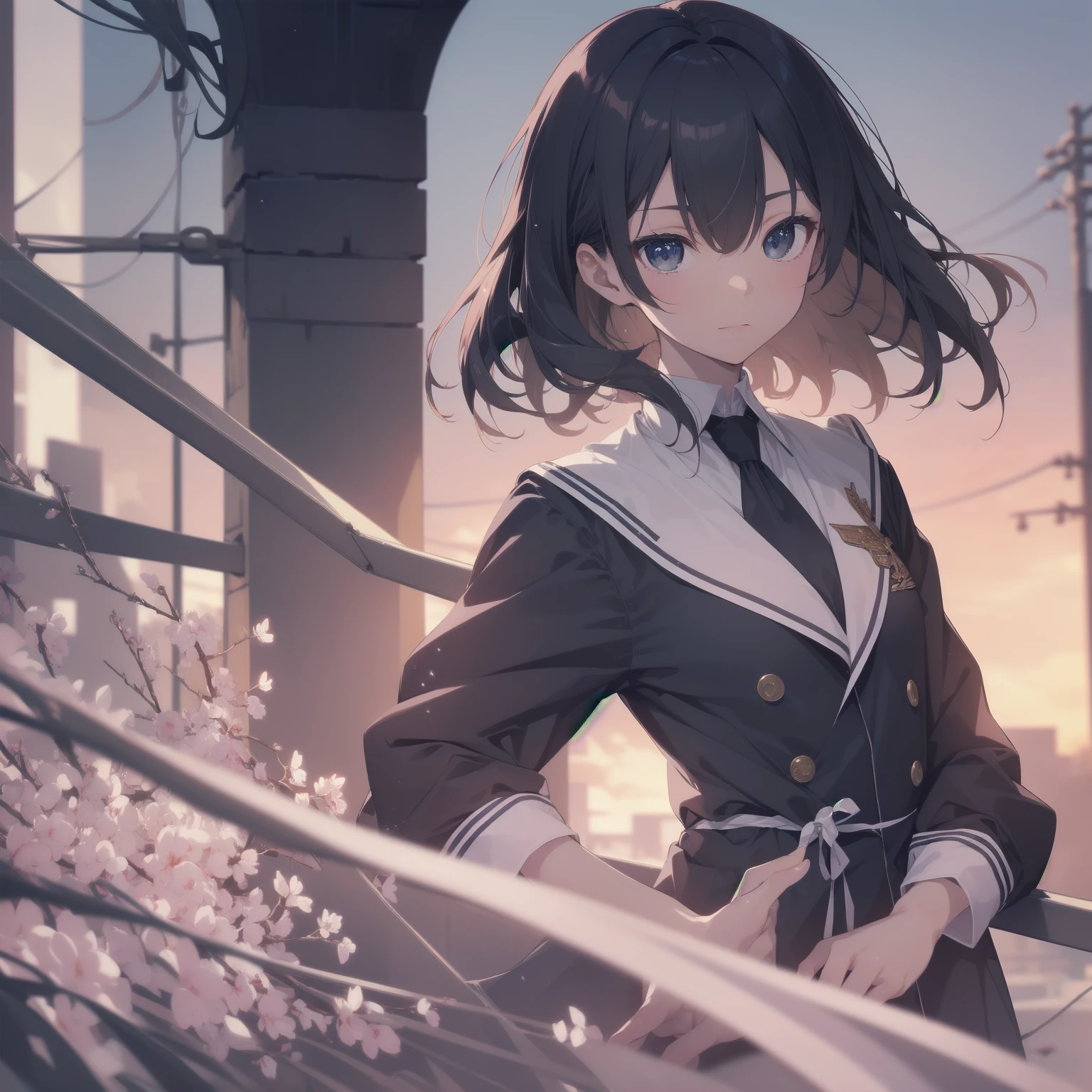 ultra-absurdres-Top quality by artist God, ultra-detailed, high resolution, anime moe artstyle, best anime 8k konachan wallpaper, pixiv contest winner, pool:2810, perfect anatomy,break, 1girl, (Please draw a girl walking sleepily to school alone. )break,(Solo,little female, 13-year-old:1.3),Full limbs, complete fingers,a junior high school student, (very short hair), short cut, flat chest, , small butt, small black eyes, beautiful detailed eyes, well-proportioned iris and pupils, expressive eyes, highres detailed hair, soft expression, salor school_uniform, sailor collar, serahuku, bow, pleated skirt,(Detailed Lighting), (Detailed background), in the School commute route. break,super detailed skin, Best cinematic lighting powered by famous artist, 8k,beauty illustration,photoshop_(medium),very aesthetic,break,((artist:hana_kazari )), artist:clamp ,artist:carnelian ,artist:kantoku ,