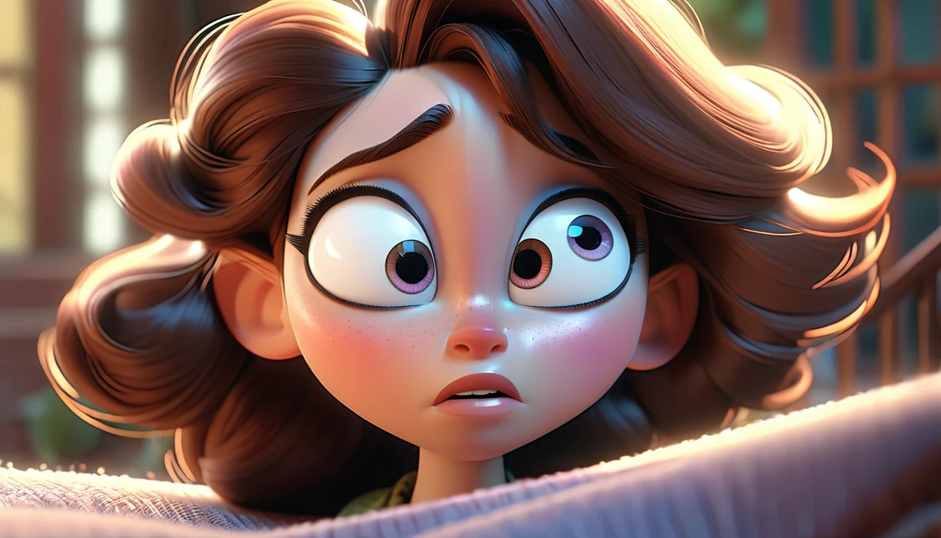 a character overwhelmed,on the verge of breaking down,intense emotion,Disney Pixar style,detailed facial features,beautiful detailed eyes,beautiful detailed lips,extremely detailed face,long eyelashes,intricate expression,soft lighting,warm color palette,cinematic composition,highly detailed, masterpiece, photorealistic, hyper realistic, 8k
