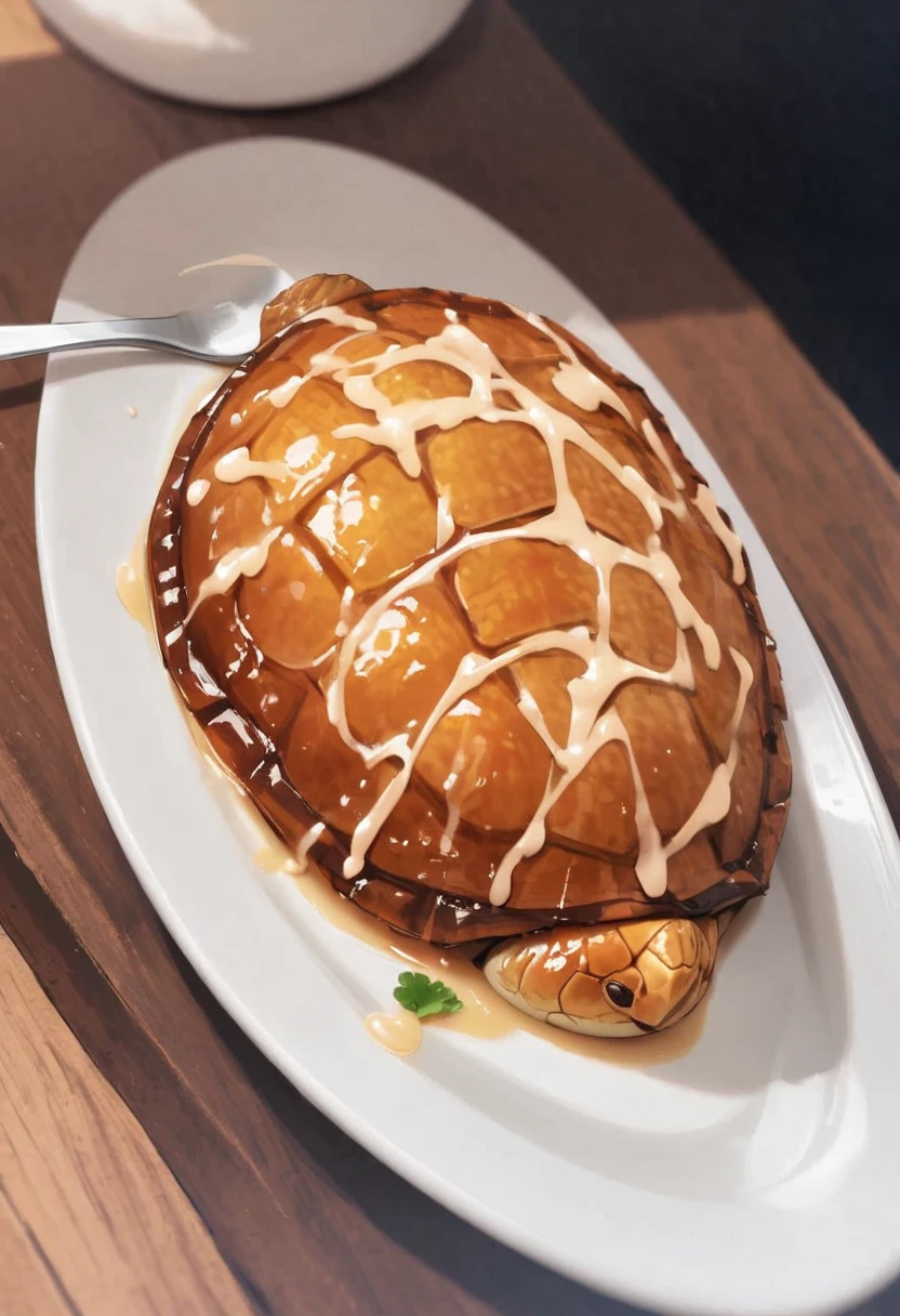 turtle、In the school cafeteria、school lunch、Dynamic Angle、masterpiece、best quality、ultra-detail、turtle料理がたくさん、たくさんのturtleが椅子に座っている、spoon、table
