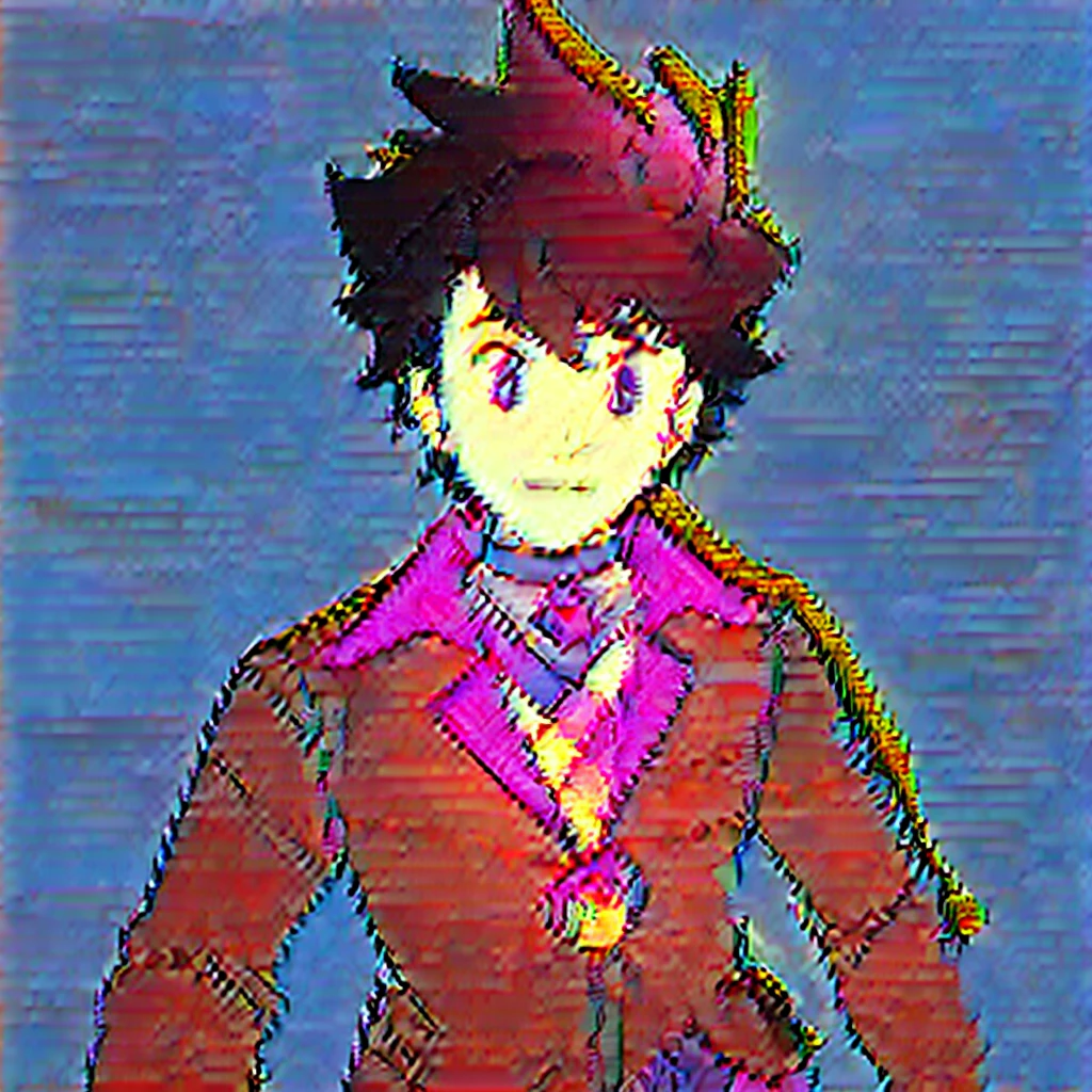 A male character in a brown suit