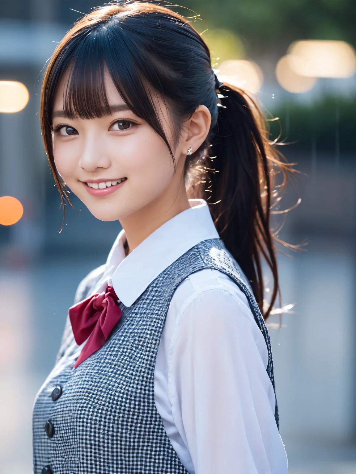 (8K, RAW Photos,Highest quality, High resolution:1.1),超Realisticな:1.4),(Realistic, Realistic:1.3), Sodebtt Light,big,2 girls,Realistic Face,Realistic Body,Realistic Skin,Confused,masterpiece,(cute:1.8), cute子たち, alone, (big:1.2), Detailed black eyes,Innocent eyes,Blusher,(school uniform:1.2 ),Cinema Lighting,Film Grain,jewelry,Earrings,((Medium Hair:1.1)),((Floating Hair Novadebtrog Style)),Cherry-colored lips,Hair Ribbon,Hair Ribbon,ponytail,close,Look Viewer,Long Hair,Upper Body,Open your lips,Upper teeth, (Smiling Eyes:0.6),((Grin:1.2)),Depth odebt Field, Blurred Background, Eye focus , Bokeh,young, 85mm lens, debt/1.4,Prodebtessional Lighting, young,Portraiture,Photon Mapping,Radio City,Physically Based Rendering,Asian, [ponytail],front-facing,Cowboy Shot,(Dancing in the Rain)),((high school girl:1.3))