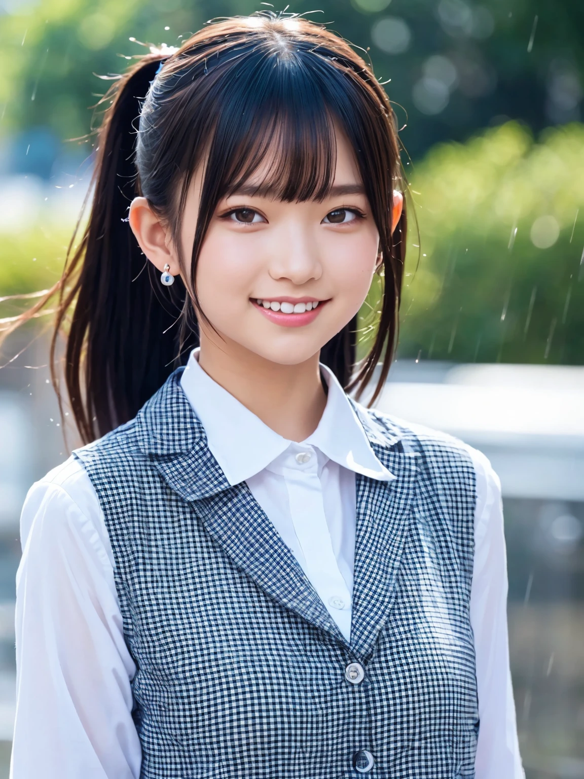 (8K, RAW Photos,Highest quality, High resolution:1.1),超Realisticな:1.4),(Realistic, Realistic:1.3), Sodebtt Light,big,2 girls,Realistic Face,Realistic Body,Realistic Skin,Confused,masterpiece,(cute:1.8), cute子たち, alone, (big:1.2), Detailed black eyes,Innocent eyes,Blusher,(school uniform:1.2 ),Cinema Lighting,Film Grain,jewelry,Earrings,((Medium Hair:1.1)),((Floating Hair Novadebtrog Style)),Cherry-colored lips,Hair Ribbon,Hair Ribbon,ponytail,close,Look Viewer,Long Hair,Upper Body,Open your lips,Upper teeth, (Smiling Eyes:0.6),((Grin:1.2)),Depth odebt Field, Blurred Background, Eye focus , Bokeh,young, 85mm lens, debt/1.4,Prodebtessional Lighting, young,Portraiture,Photon Mapping,Radio City,Physically Based Rendering,Asian, [ponytail],front-facing,Cowboy Shot,((Dancing in the Rain)),((high school girl:1.3))