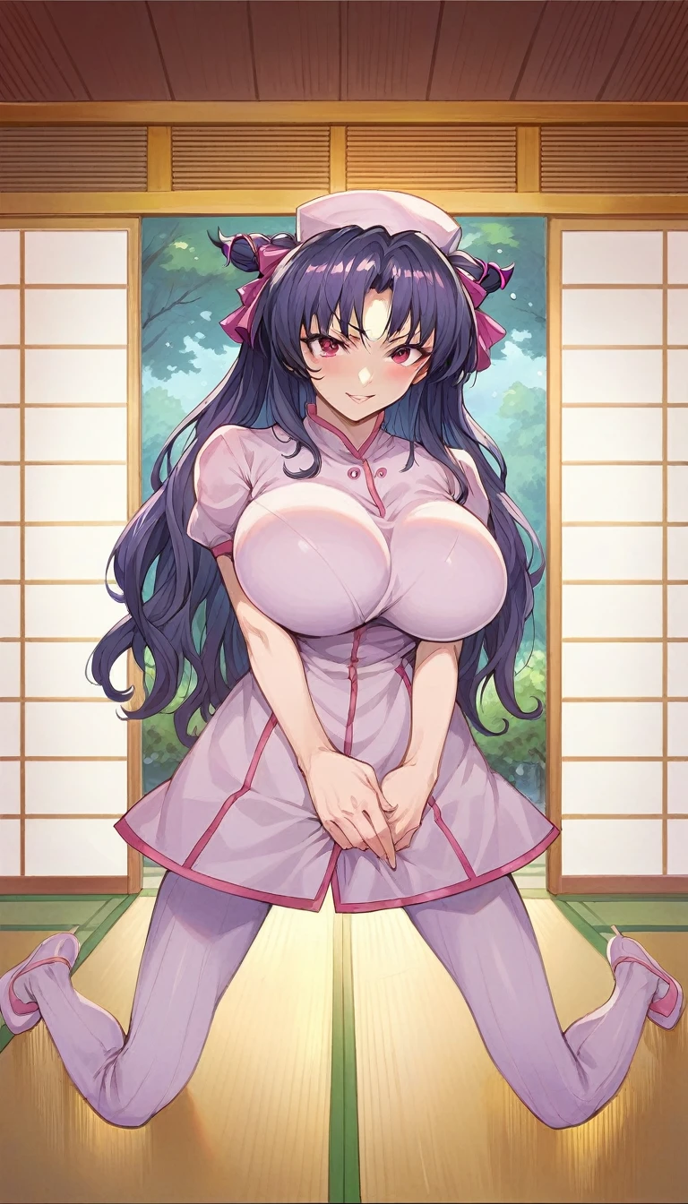 anime girl in a pink dress is standing in a room, oppai, anime moe artstyle, , misato katsuragi, seductive anime girl, ecchi anime style,  in dress, marin kitagawa fanart, ecchi, juri misaki, rin tohsaka, anime goddess, smooth anime cg art