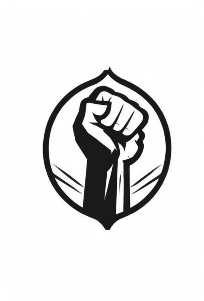 Stylish logo of a Japanese electrical factory. A man with a clenched fist、The logo is based on the motif of a tool wrench, and the background features a powerful lightning bolt. It has a cool, chic, and modern design. The background is white.