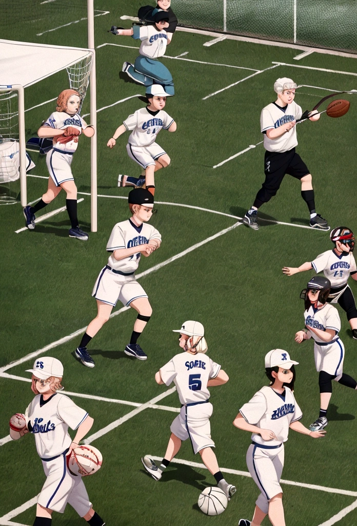 arafed image of a group of people playing different sports, a cartoon by Ellen Gallagher, shutterstock, conceptual art, sports setting, sport game, professional sports style, general, sports logo, sports mascot, sports, sports broadcast, sport, detailed illustration, sports photography, computer - generated, illustration detailed, games, sports team mascot, simple illustration
