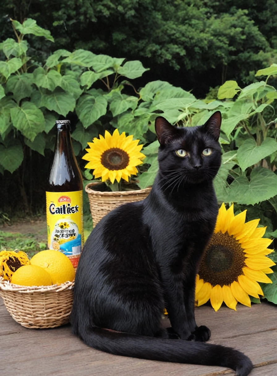 Black cat、Refreshing、sunflower