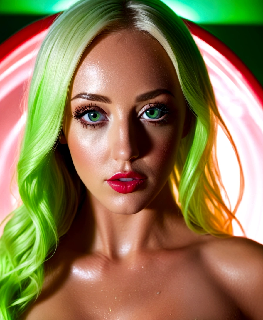 El mejor arte creativo de este siglo. A slime-like liquid of rainbow colors intertwines with a beautiful woman. La espalda de una hermosa mujer conectada a un equipo complicado. In the background is a capsule of state-of-the-art technology. Capsule AI Beauty Cultivation Program. Shoot from random angles. Hermoso one shot. Photorealism of the highest quality, Obra maestra, Super High Resolution. Detalles ultrarrealistas, 16k.