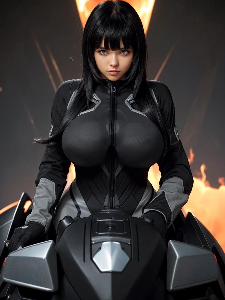 (bangs:1.3), (new heat core :1.3), (mixed layer hair :1.4),,(beautiful hair1.3),(huge big boobs:1.3) ,(beautiful skin girl:1.2)
(black carbon powered suits:1.5),(neatly groomed rob hair :1.4),(cute eyes:1.3)