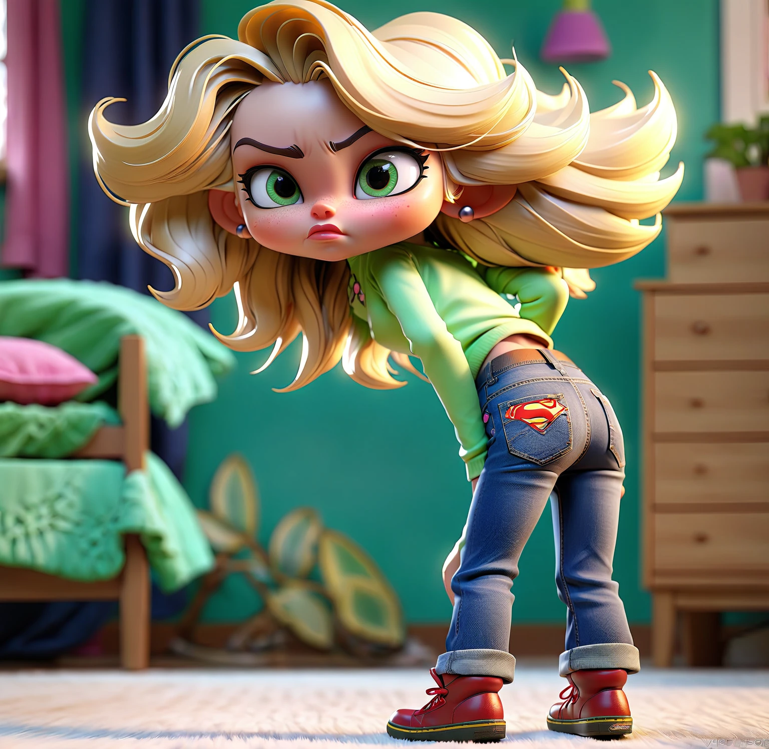 Anus glued ,swollen anus, swollen anus,Showing the anus, different angles,full body, 6 year old girl, Avar ethnic group, blonde hair, green eyes, 2 meters body height, Short Jeans, wearing a Mini Jeans Panties Short Ripped,, Cinematic, Photoshoot, Shot on 25mm lens, Depth of Field, Tilt Blur, Shutter Spee details, super detailed, ambient –uplight –v 4 –q 2