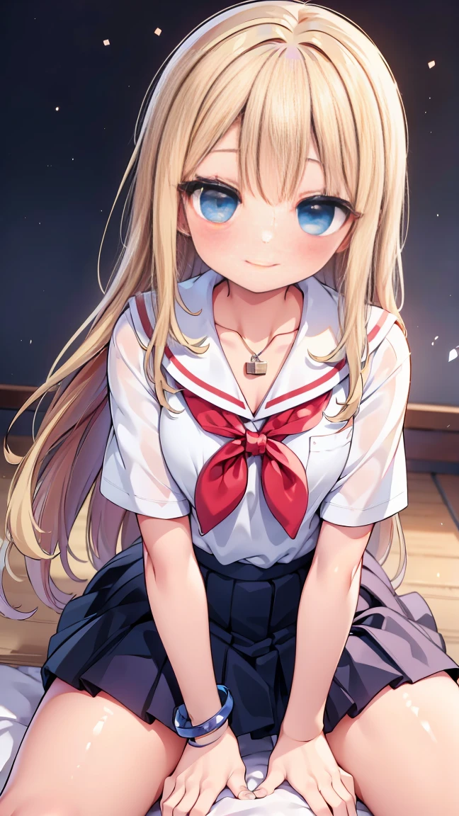 (Heavy makeup:1.3),16 years old,smile,blonde,Wave Long,Japanese,White shirt, Thailand, Pleated skirt, Micro Mini Skirt, loafers, whole body,Beautiful thighs,Sitting,(Real schoolgirl:1.3),(Honor student),Classroom during lesson,Spread your legs,blue eyes:1.1,necklace、bracelet,(Riding on top of a guy and having sex:1.6)