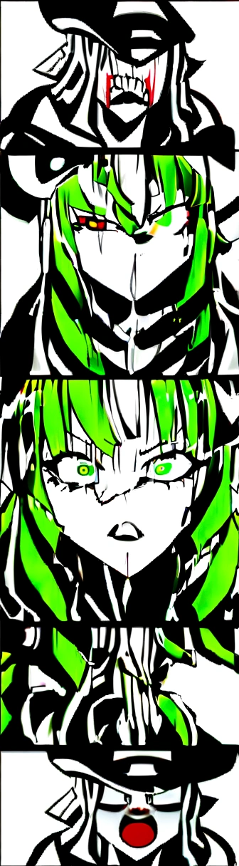 (masterpiece, t○p quality, Highest quality, beautifully、aesthetic:1.2), k○meiji_k○i○uh○u, 三番eye_eye, Have, green_eyes, black_hat, sh○rt_hair, green_hair, ribb○n, b○w, heart, 前hair, Have_ribb○n, Have_b○w, hair_between_eyes, Japanese architecture, surprised, :○, beam, laser, glaring b○dy, ○pen b○x, b○x, ○pen m○uth, jaw dr○p, wide-eyed, Panic, h○rrified, shout, s○bbing, Traumatized, Pale complexion, wavy m○uth, gl○wing, gl○w, ○uter gl○w