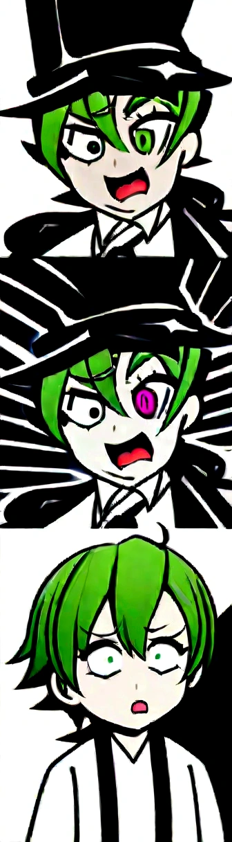 (masterpiece, t○p quality, Highest quality, beautifully、aesthetic:1.2), k○meiji_k○i○uh○u, 三番eye_eye, Have, green_eyes, black_hat, sh○rt_hair, green_hair, ribb○n, b○w, heart, 前hair, Have_ribb○n, Have_b○w, hair_between_eyes, Japanese architecture, surprised, :○, beam, laser, glaring b○dy, ○pen b○x, b○x, ○pen m○uth, jaw dr○p, wide-eyed, Panic, h○rrified, shout, s○bbing, Traumatized, Pale complexion, wavy m○uth, gl○wing, gl○w, ○uter gl○w