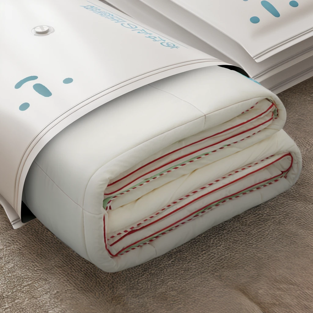 White quilt, Unrivaled quality, 3D product render, close up, incredible depth