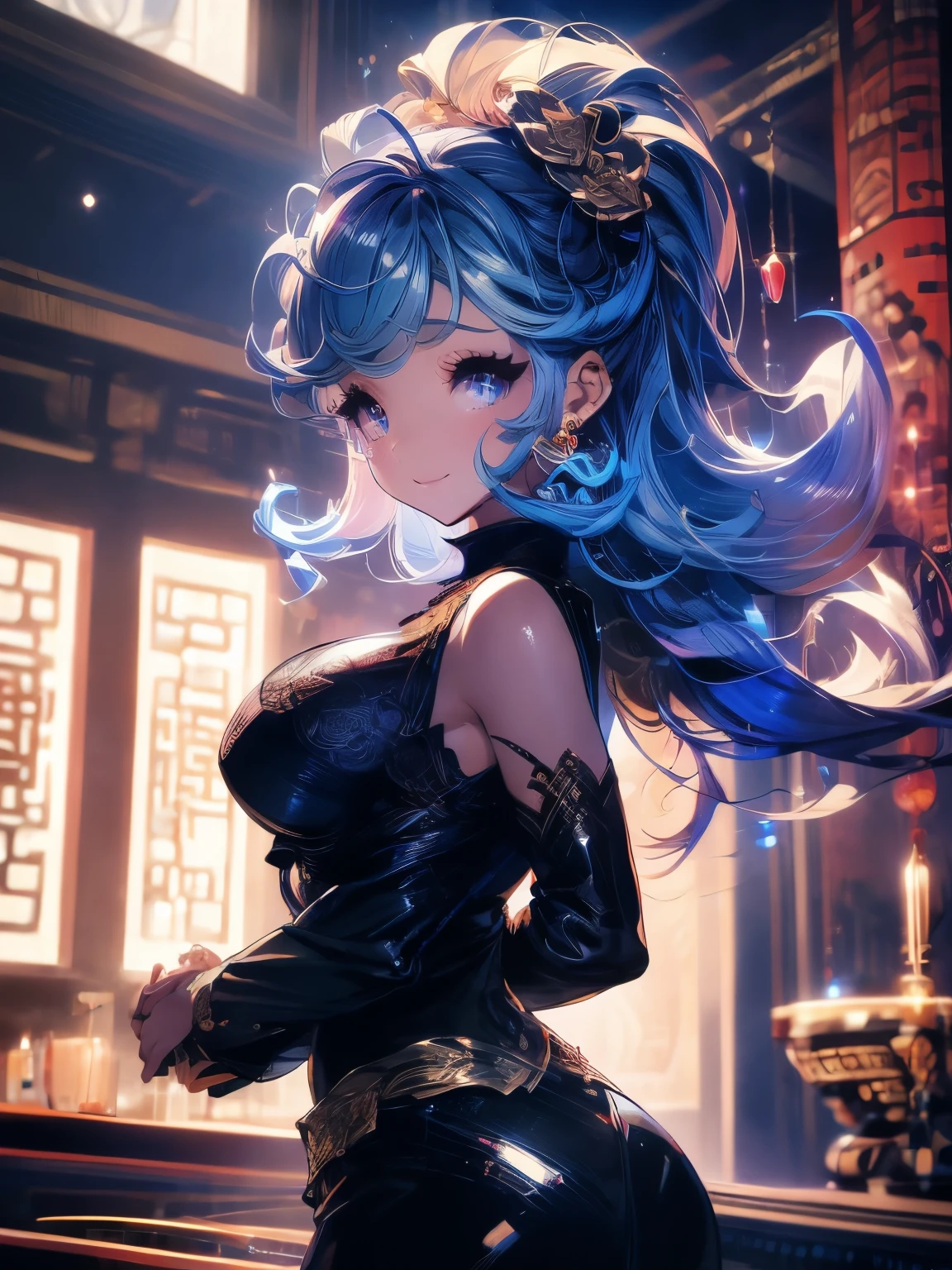 {{masterpiece, best quality, Extremely detailed CG, Unity 8K wallpaper, light}}, Traditional Chinese ink painting, 1 Girl, 1 baby, Young woman holding a baby, whole body, Ancient buildings, Blue sky, sunny, Wooden construction, Prominent protagonist, Smile, big eyes, Beautiful and delicate eyes, (Large Breasts, cleveage), Round butt, Looking at the audience, Long eyelashes,