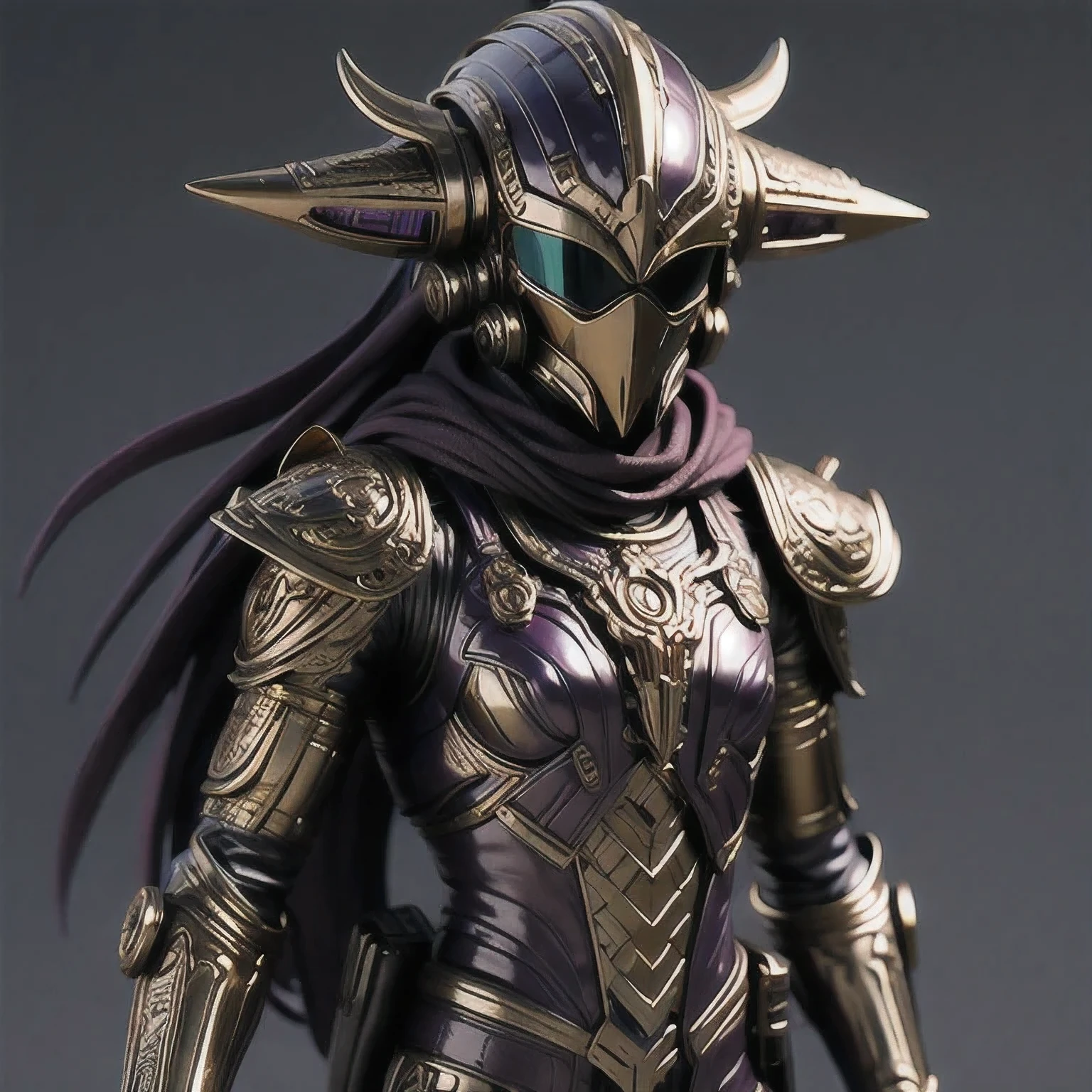 Close up of purple and gold toys, Super detailed fantasy characters, Science Fiction Characters render, detailed humanoid, Star Pathfinder Characters, Science Fiction Characters, Science Fiction Characters, humanoid character, very detailed character, Color Rendering, 3D Rendering Character Art 8K, Alien Armor, safi'jiiva armor, Marmoset Rendering