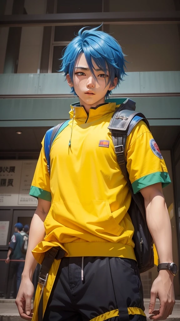 Anime, 1 man, boy, China, blue hair, 8k quality, heandsome