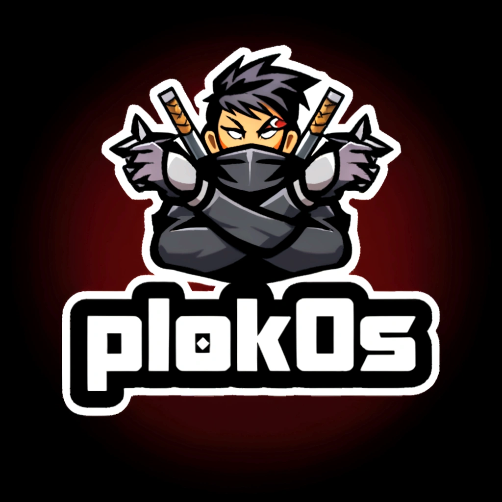 a logo for a gaming team with a ninja holding two swords, spears, game logo, fleks, sport logo, Flooko, game icon, pokedstudios, profile photo 1024px, Nothing, asarotos oiko |, logos, plataform 2 d game, Phobos, popular on pixiv, logo art, simple logo
