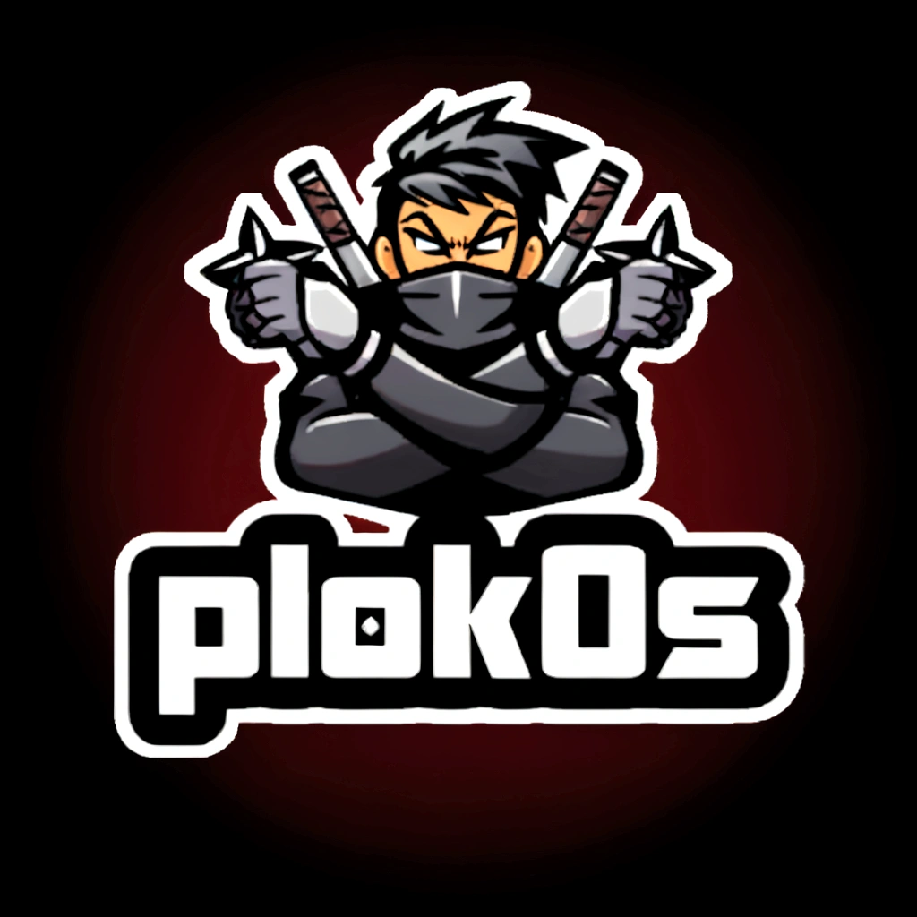 a logo for a gaming team with a ninja holding two swords, spears, game logo, fleks, sport logo, Flooko, game icon, pokedstudios, profile photo 1024px, Nothing, asarotos oiko |, logos, plataform 2 d game, Phobos, popular on pixiv, logo art, simple logo