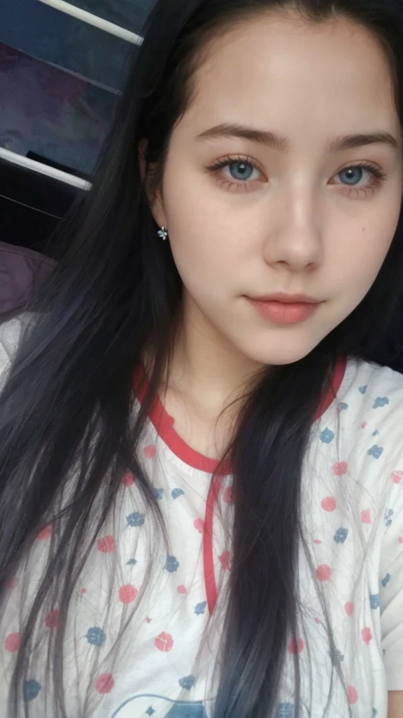1 Girl, Beautiful, Baby Face, 20 Years Old, White Skin, Large , Sleeveless, Cleavag Modern Oversize T-shirt, Posing For Photos, Beautiful Blue Sea, Blue Sky, Grey Hair, Silver Straight Hair, ((adorable:1.1)), ((masterpiece:1.1)), Sleepy Cute Face