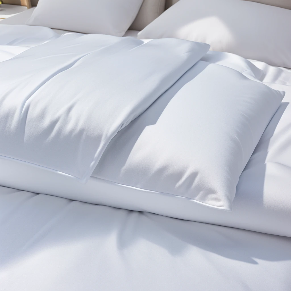 White quilt, Unrivaled quality, 3D product render, close up, incredible depth