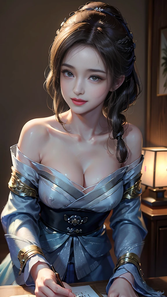(masterpiece:1.3), (8K, Realistic, RAW Photos, Best image quality: 1.4), Japanese 、(Random Hairstyles:1.2)、Cleavage:1.2、Highly detailed face、Attention to detail、double eyelid、Chest to chest、Sharp focus:1.2、Beautiful woman:1.4、Light brown hair、Highest quality、masterpiece、Ultra-high resolution、(Realistic:1.4)、Highly detailed and professionally lit smiles、Loose, lightweight knitwear、Shoulder out、thin、Serious expression、Short-haired、Deadly position