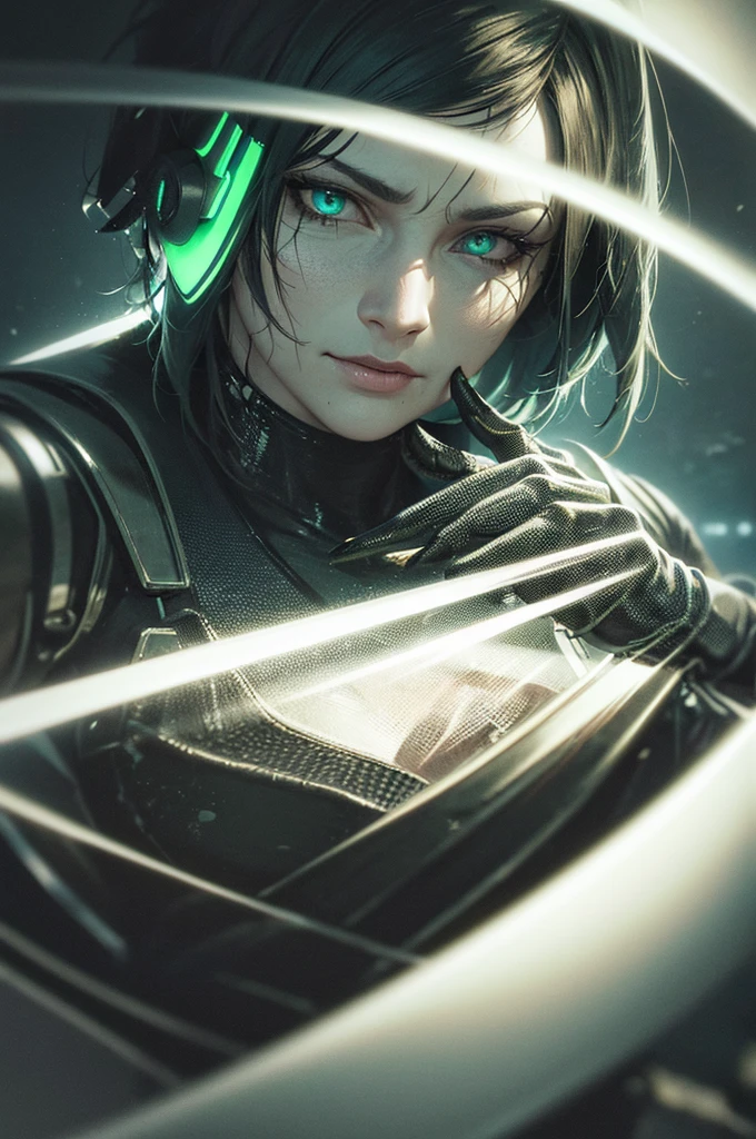a terrifying cyberpunk witch, old and ugly with green skin, wearing advanced futuristic technological garments, (best quality,4k,8k,highres,masterpiece:1.2),ultra-detailed,(realistic,photorealistic,photo-realistic:1.37),dark moody lighting,dark fantasy,digital art,concept art,chiaroscuro,cinematic lighting,dramatic lighting,intricate details,highly detailed face and hands,octane render,unreal engine