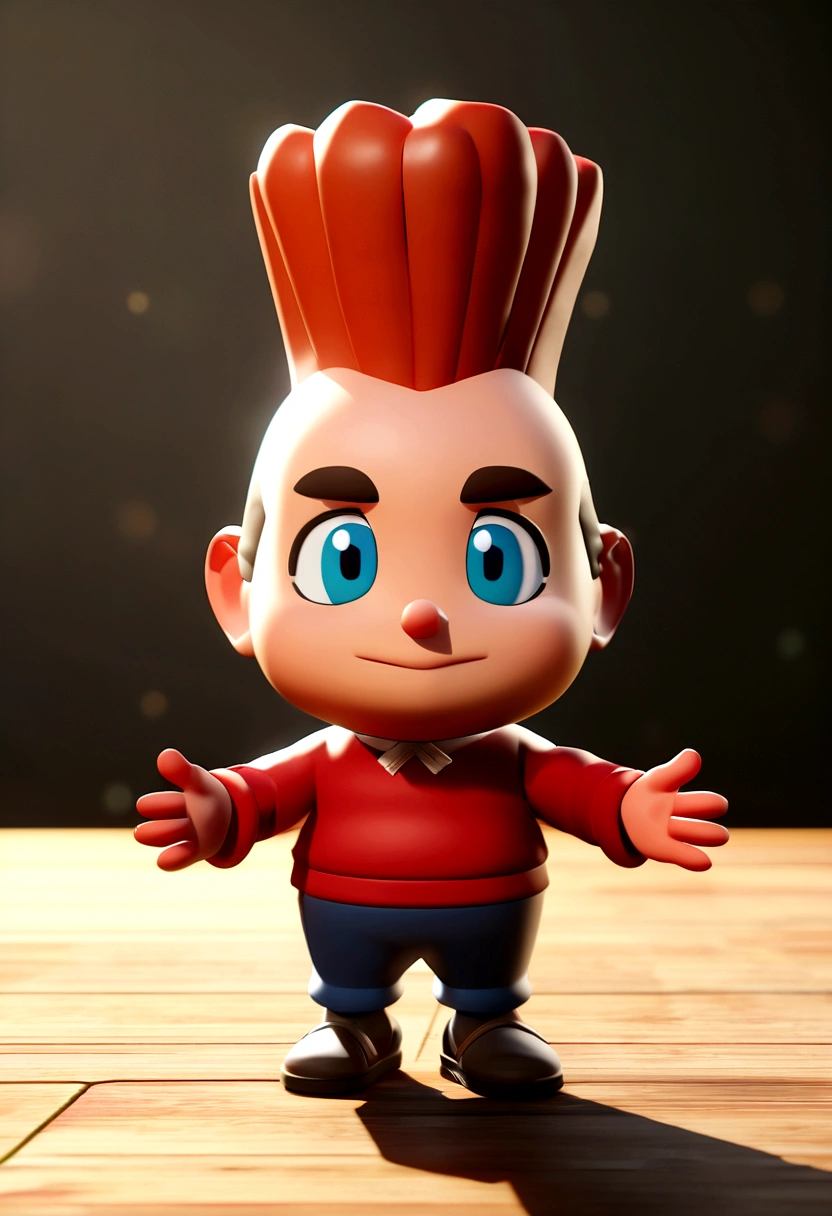 Cartoon character of a man with quiff and red sweatshirt, animation character, Stylized character, animation style rendering, 3D stylized, Arnold Maya render, 3d stylized render, toon render keyshot, 3D Character, 3D Character, 3d rendering stylized, 3 d character render, cartoon character, Character close up, Character pose, (Anime) (master part:1.2) (Bokeh) (best quality) (detailed skin) (detailed texture) (8k) (clay ) (Cinematic lighting) (sharp focus