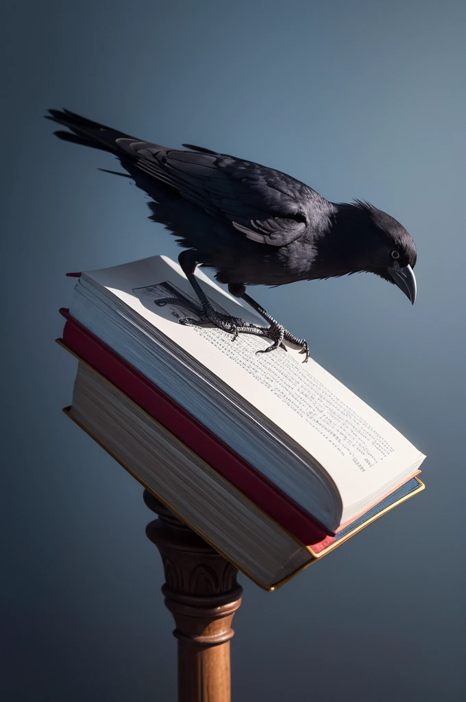 Crow on top of an eye-catching book that is of good quality for the background of an image on an Instagram post