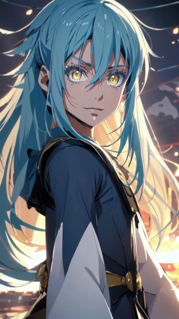 {{{masterpiece}}}, {{{best quality}}},{{{extremely detailed CG}}},{{{unity 8k wallpaper}}}, {{ultra-detailed}}, {illustration}, {{an extremely delicate and beautiful}},{{{beautiful detailed eyes}}},{{{cinematic lighting}}},{{{dynamic lighting}}},{{{detailed}}}, {{{high resolution}}},{{{official art}}},{{{production art}}},{{{novel illustration}}},{{{by famous artist}}},A vibrant color palette is used,{{{ the neon colors in the background}}}, {{{Reflections and prismatic effects can be seen in the character's hair and background}}}, expression is serious,combat uniform, hair and clothes sway in the wind, The light effects are skillfully used, magical atmosphere, The background is filled with shining lines and colorful shards of light, the movement of energ,Sunset Background, realistic, japan anime taste, yellow eyes that charm everyone in the world, Straight hair,Black clothes, the whole body, {{{dynamic angle}}}, wide shot, {{{very wide shot}}},  (ultra details),anime colored,2D,glowify,