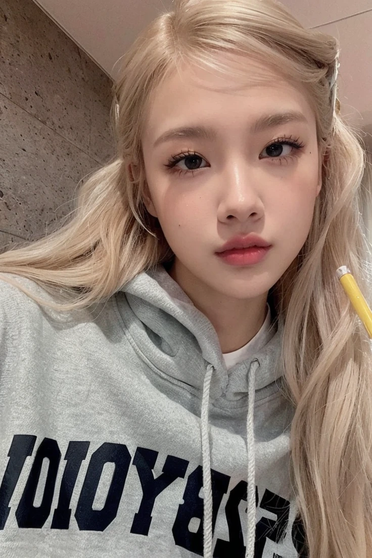 blonder woman, Rosé Blackpink, long blonde hair 