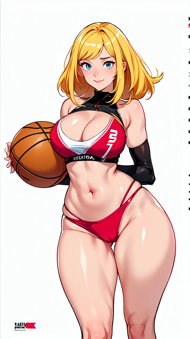 a cartoon of a woman in a bikini com peitos enormes, gigantic holding a basketball, by Eddie Mendoza, cartoon digital painting, basquetebol, inspired por Asaf Hanuka, in digital illustration style, dribble contest winner, Cartoon art style, por Asaf Hanuka, cartoon style illustration, arte pin-up, dribble, Alena Aenami e Artgerm, lois van rossdraw