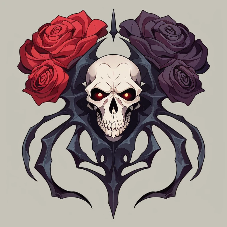 there are two skulls and red roses on a black background, skull made of red roses, by Anna Füssli, skull bones flowers, stefan gesell, life and death mixing together, vanitas, sacred skulls, adorned with demon skulls, by Aleksander Gierymski, sergey zabelin, by Aleksander Kotsis, by Frederik Vermehren