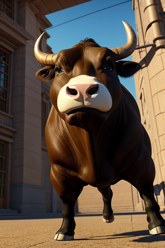 Surprised bull in pixar style