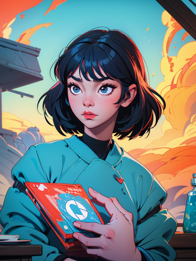 fille arafée allongée dans son lit avec des écouteurs et regardant son téléphone, art numérique by Ilya Kuvshinov, tumblr, art numérique, art numérique Ilya Kuvshinov, écouter de la musique à 2 heures du matin, Ilya Kuvshinov. 4k, ( Ilya Kuvshinov ), fille lofi, Ilya Kuvshinov landscape
