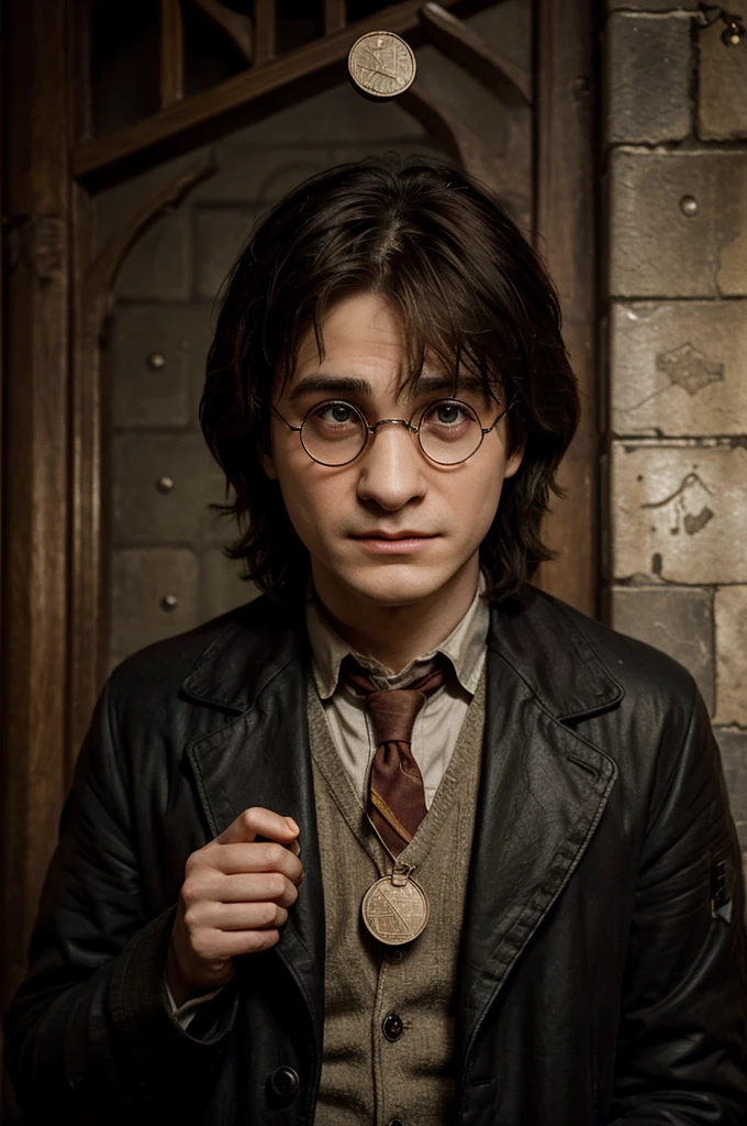 Sticker for telegram, Harry Potter cries with coins in his hand