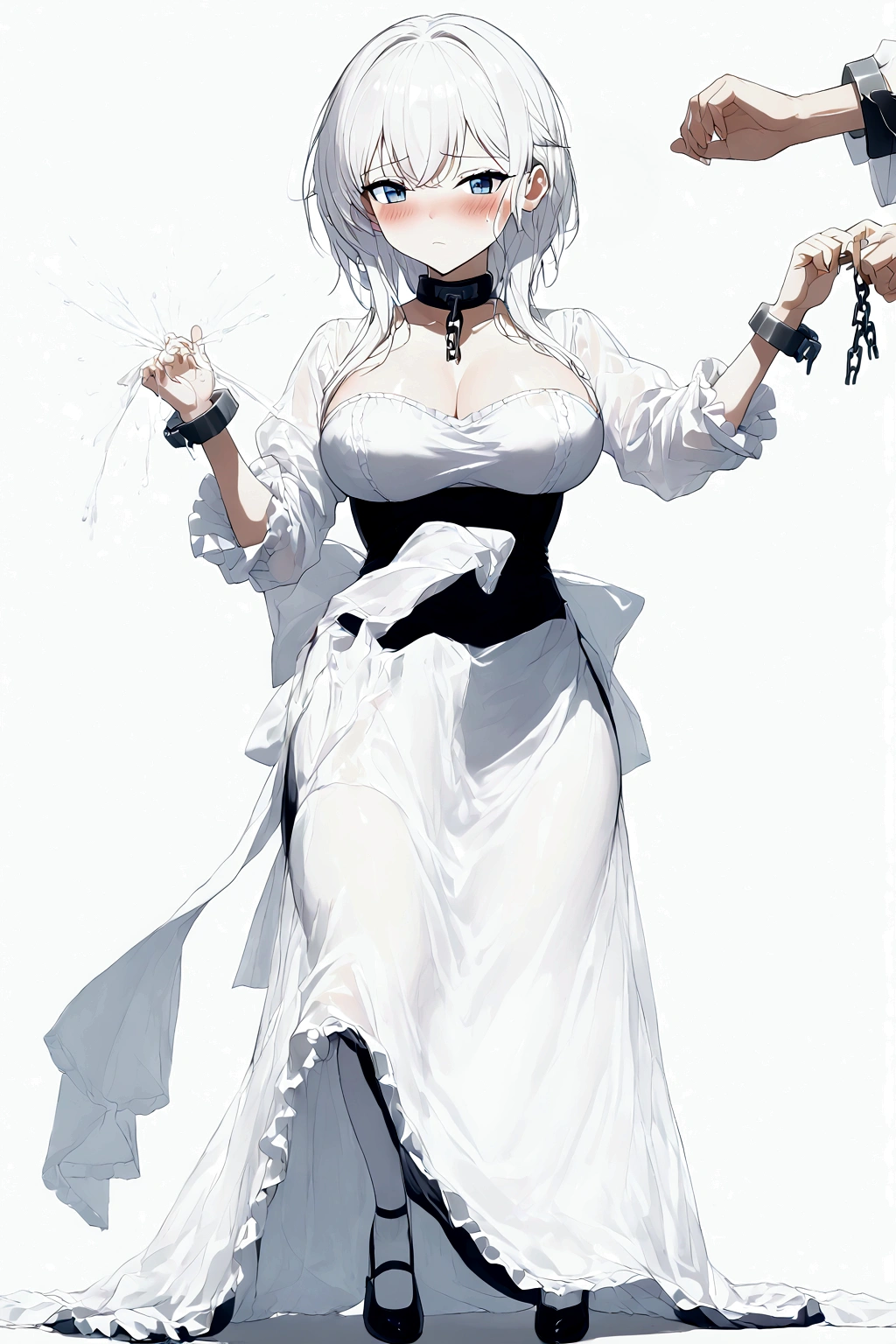 Anime. Azur Lane. Belfast. Housemaid. Slave. Slave collar. Shackles. Maid uniform. Cold. Runny nose. Nasal mucus. Snot. Sneezing. Heat. Heat. Fever. Sneeze. Sneeze standing. Sneeze snot. Snot flows from the nose. Itchy nose. Wants to fix it. I have to sneeze. She sneezed. Snot flew out of her nose. Snot flows from her nose after sneezing. Embarrassment. Blush. Handkerchief. He sneezes, covering his nose with his hand. Blows his nose. Clumsy. Virgin. Period. Standing. Full height. Full body. NSFW. Sneeze fetish. Ultra detail. 8k. Wax permit. Excellent quality.