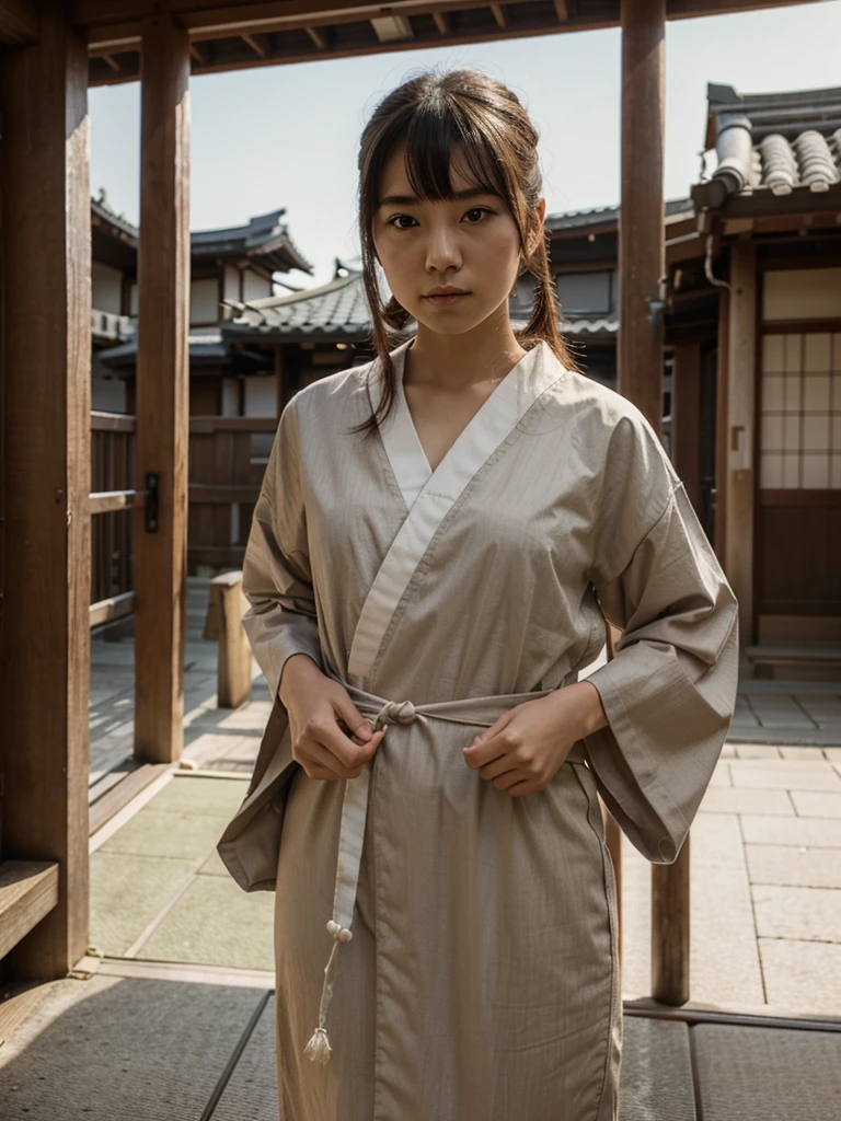 (1 girl:1.2), solo, himecut,traditional japanese clothes, with monkey