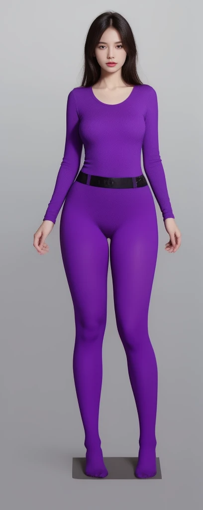A female soldier,Thick purple pantyhose,Bright purple stockings,Purple stockings,Purple hips wrapped socks,Cocked buttocks,huge uper detail,hyper HD,A high resolution,1080p,Anatomically correct,ccurate,Physical coordination,Photo portrait,slender thiest quality, Masterpiece, 超A high resolution, RAW photo, Beautiful and aesthetic,deepshadow, (Photorealistic:1.4), full-body composition, Striking perspective