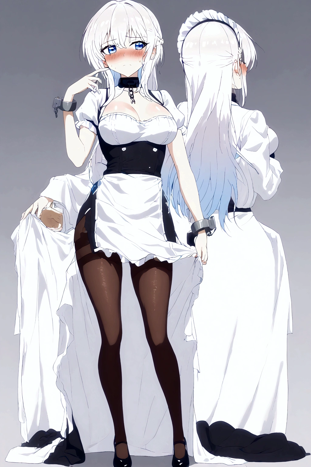 Anime. Azur Lane. Belfast. Housemaid. Slave. Slave collar. Shackles. Maid uniform. Cold. Runny nose. Nasal mucus. Snot. Sneezing. Heat. Heat. Fever. Sneeze. Sneeze standing. Sneeze snot. Snot flows from the nose. Itchy nose. Wants to fix it. I have to sneeze. She sneezed. Snot flew out of her nose. Snot flows from her nose after sneezing. Embarrassment. Blush. Handkerchief. He sneezes, covering his nose with his hand. Blows his nose. Clumsy. Virgin. Period. Standing. Full height. Full body. NSFW. Sneeze fetish. Ultra detail. 8k. Wax permit. Excellent quality.