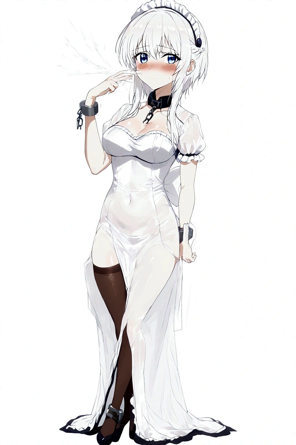 Anime. Azur Lane. Belfast. Housemaid. Slave. Slave collar. Shackles. Maid uniform. Cold. Runny nose. Nasal mucus. Snot. Sneezing. Heat. Heat. Fever. Sneeze. Sneeze standing. Sneeze snot. Snot flows from the nose. Itchy nose. Wants to fix it. I have to sneeze. She sneezed. Snot flew out of her nose. Snot flows from her nose after sneezing. Embarrassment. Blush. Handkerchief. He sneezes, covering his nose with his hand. Blows his nose. Clumsy. Virgin. Period. Standing. Full height. Full body. NSFW. Sneeze fetish. Ultra detail. 8k. Wax permit. Excellent quality.