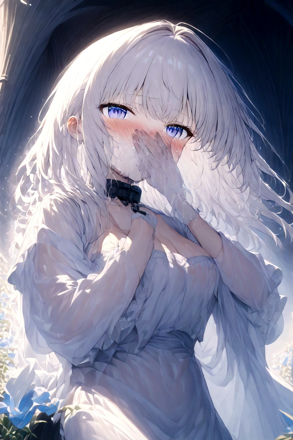 Anime. Azur Lane. Belfast. Housemaid. Slave. Slave collar. Shackles. Maid uniform. Cold. Runny nose. Nasal mucus. Snot. Sneezing. Heat. Heat. Fever. Sneeze. Sneeze standing. Sneeze snot. Snot flows from the nose. Itchy nose. Wants to fix it. I have to sneeze. She sneezed. Snot flew out of her nose. Snot flows from her nose after sneezing. Embarrassment. Blush. Handkerchief. He sneezes, covering his nose with his hand. Blows his nose. Clumsy. Virgin. Period. Standing. Full height. Full body. NSFW. Sneeze fetish. Ultra detail. 8k. Wax permit. Excellent quality.