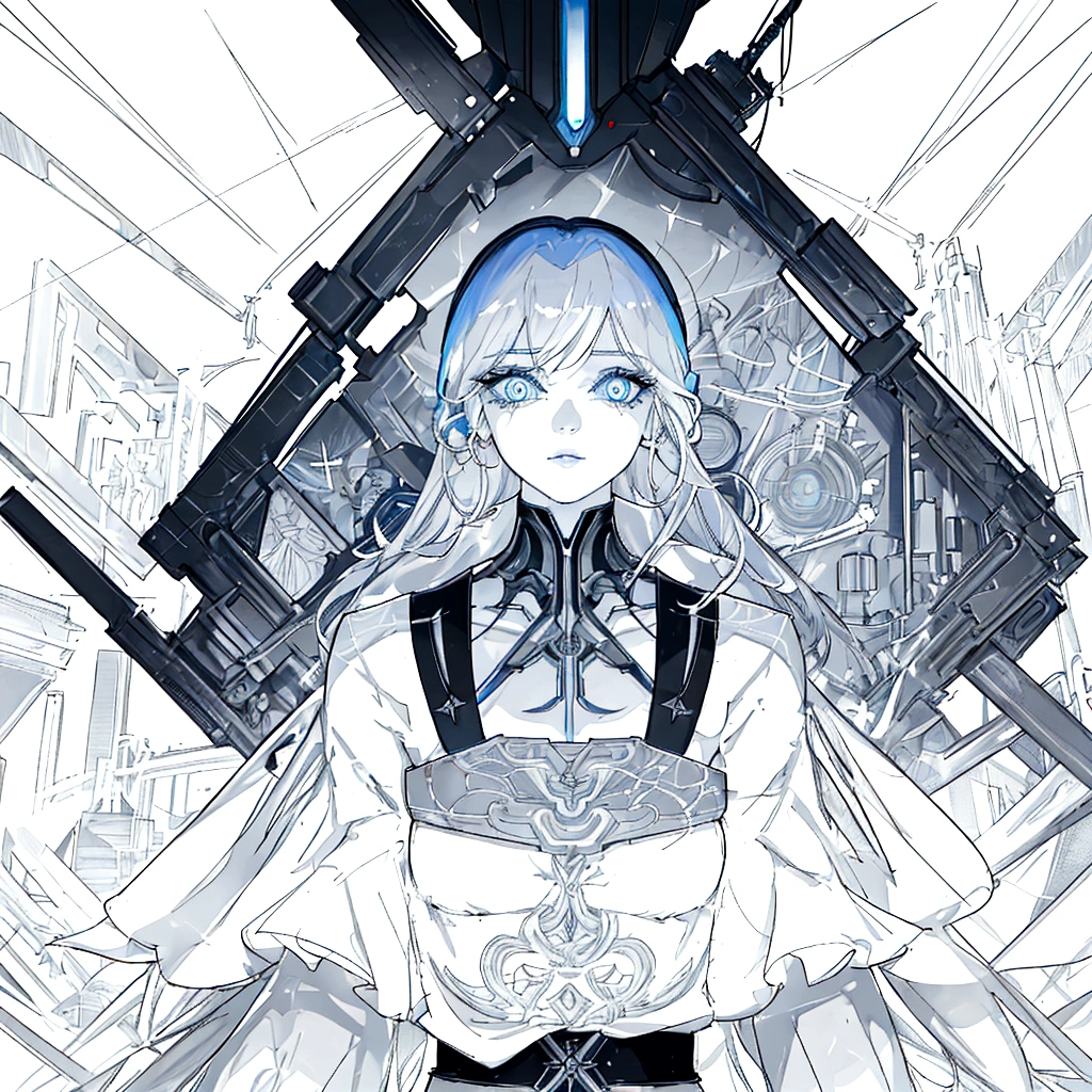 a highly detailed cyberpunk cityscape, a woman gazing upwards, beautiful detailed eyes, beautiful detailed lips, extremely detailed face and portrait, long eyelashes, intricate line art, cinematic lighting, glowing neon lights, futuristic architecture, volumetric fog, dramatic shadows, vibrant colors, award winning, masterpiece