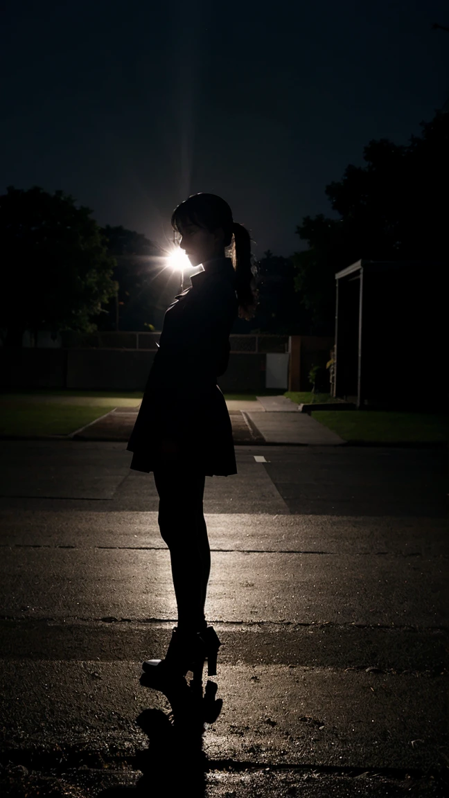 Pitch black。silhouette only